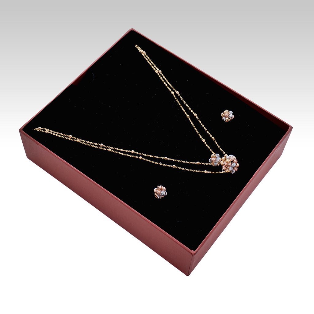 Layered Floral Golden Pendant Set