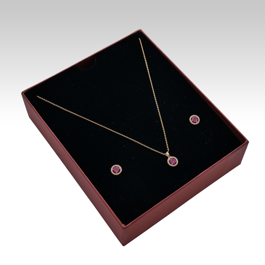Gilded Ruby Halo Jewelry Set