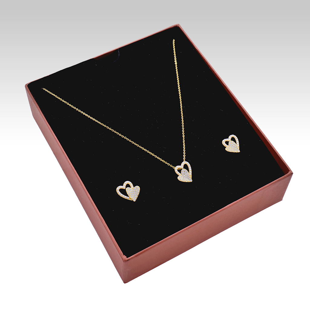 Gilded Sapphire & Pearl Heart Set