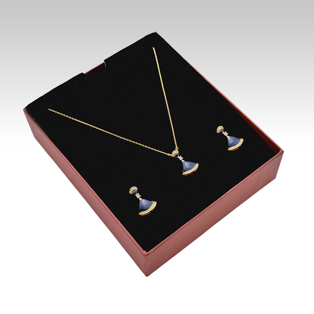 Gilded Onyx Fan Jewelry Set