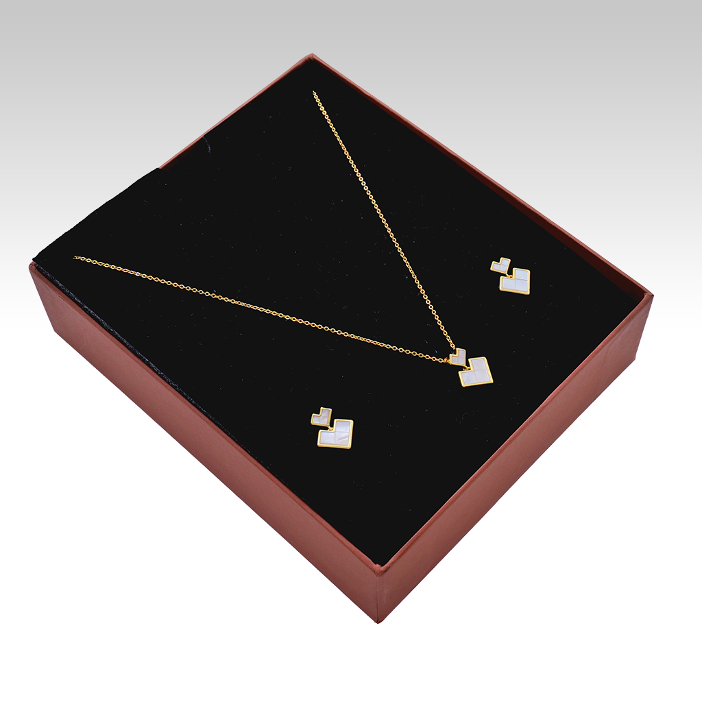 Gilded Geometric Pearl Mosaic Set