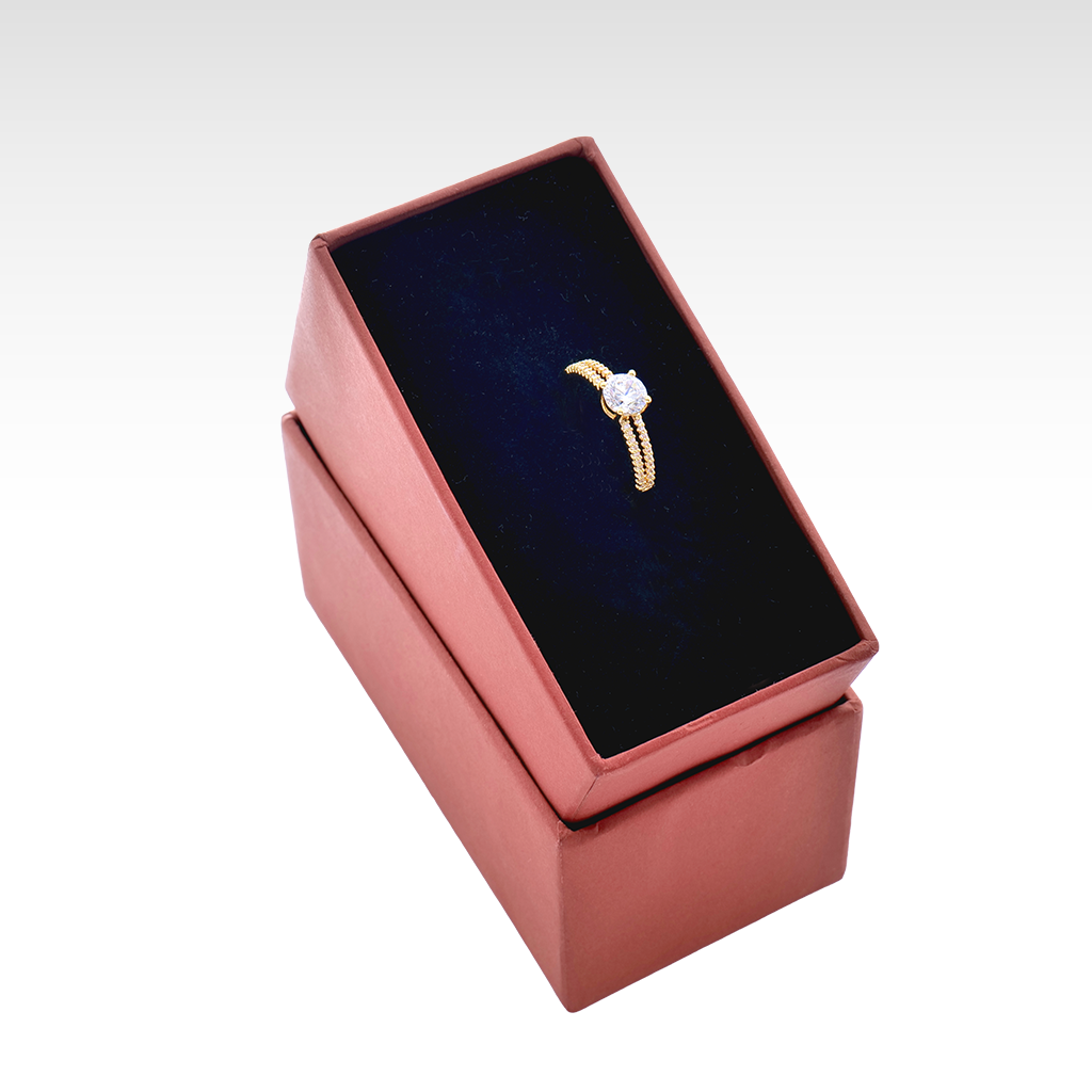 Sparkling Beaded Solitaire Golden Ring