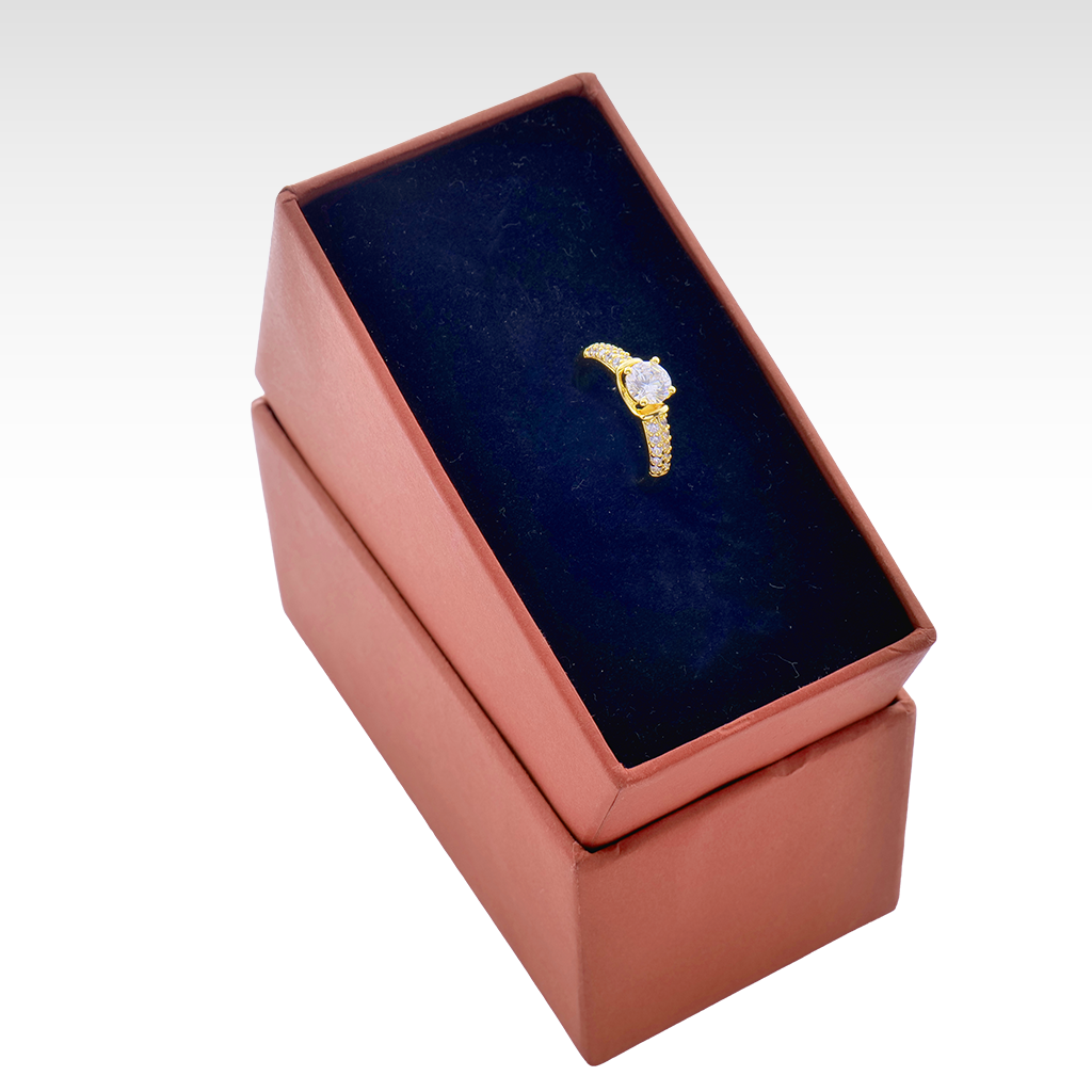 Radiant Solitaire Pavé Golden Ring