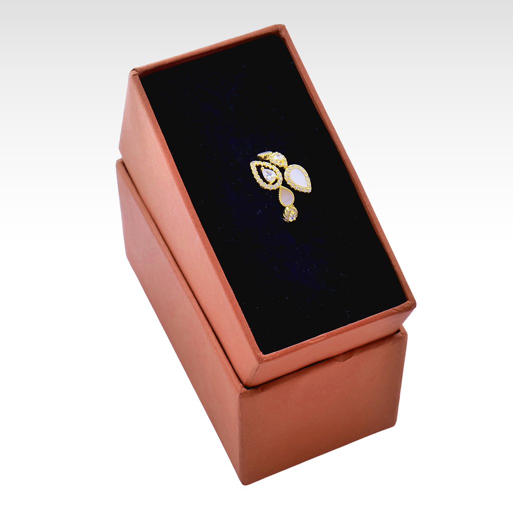 Gilded Teardrop Inlay Bypass Ring