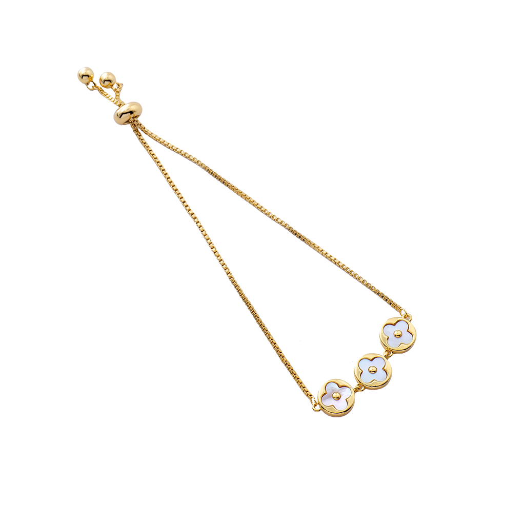 The Trinity Clover Shell Slider Bracelet