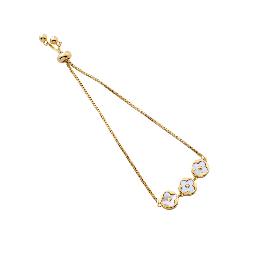 The Trinity Clover Shell Slider Bracelet