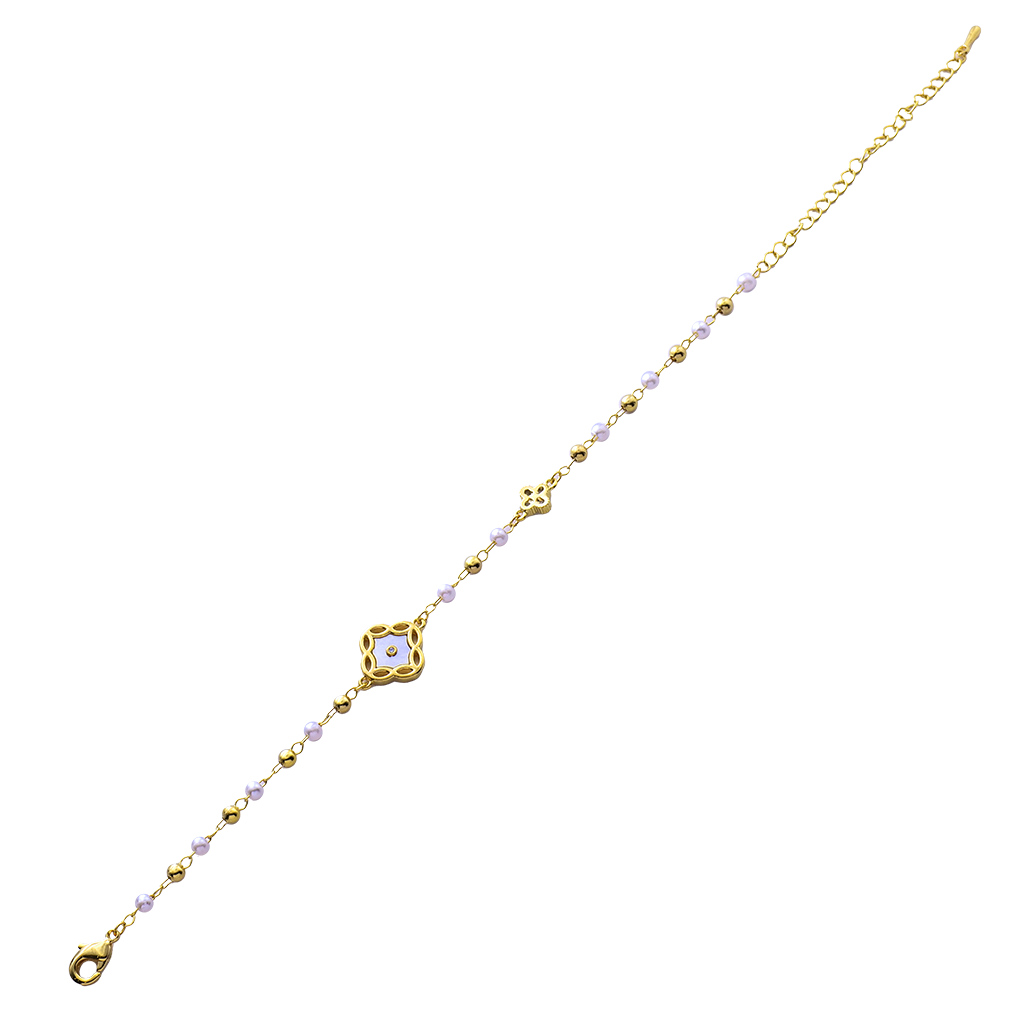 The Lavender Pearl Clover Station Bracelet