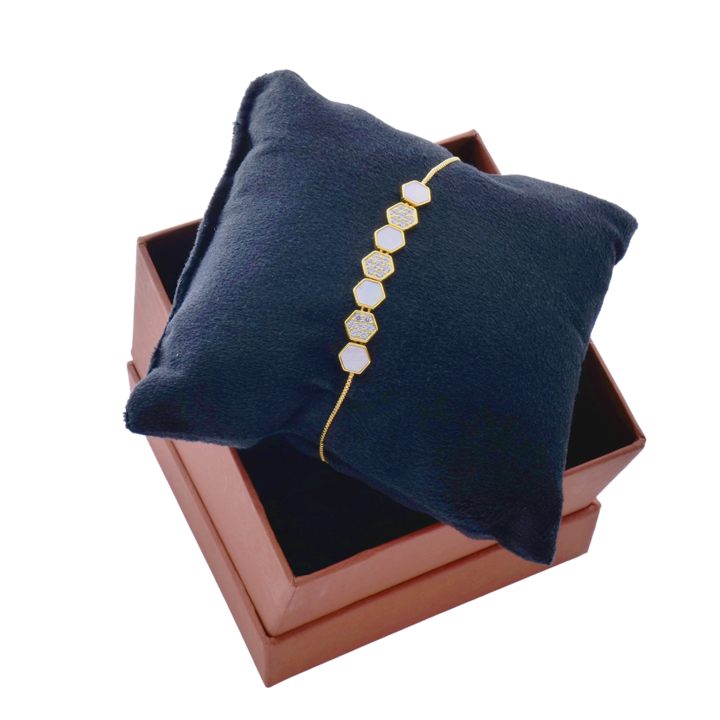 The Honeycomb Shell & Crystal Slider Bracelet