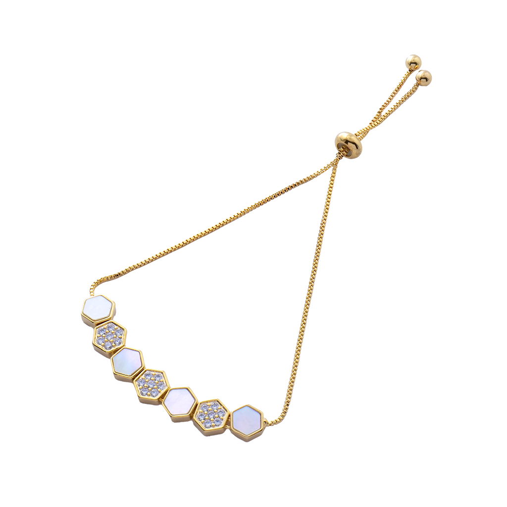 The Honeycomb Shell & Crystal Slider Bracelet