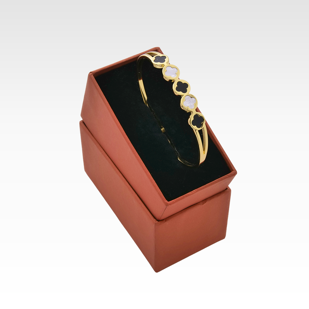The Monochrome Meadow Clover Bypass Bangle