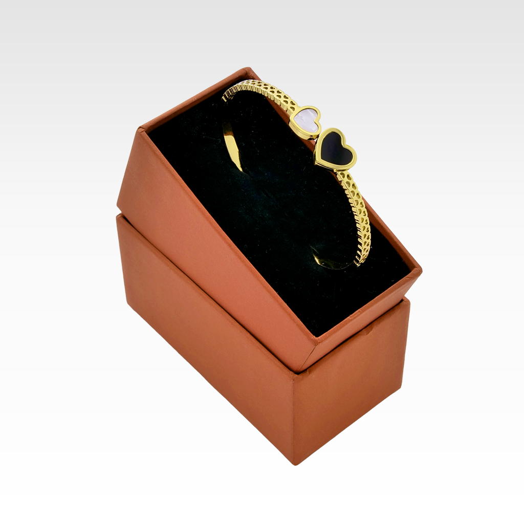 The Dual Heart Lattice Gold Bangle