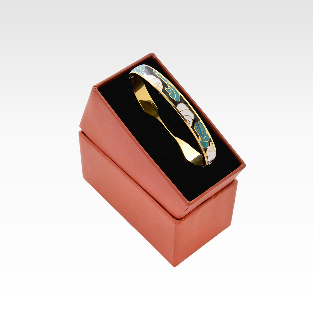 The Azure Bloom Enamel Gold Bangle