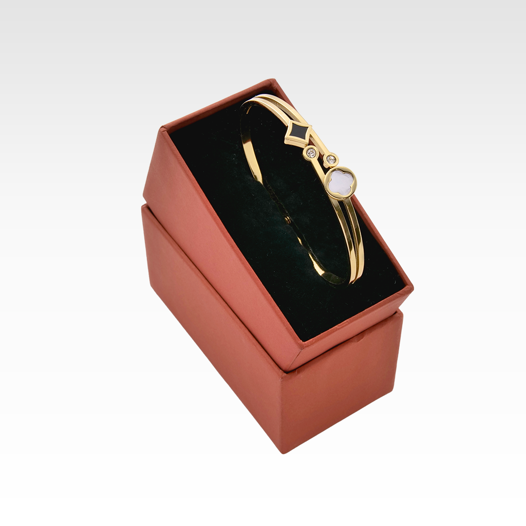 The Geometric Harmony Diamond & Onyx Bangle