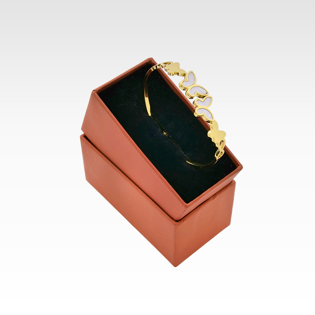 The Fluttering Grace White Enamel Butterfly Bangle