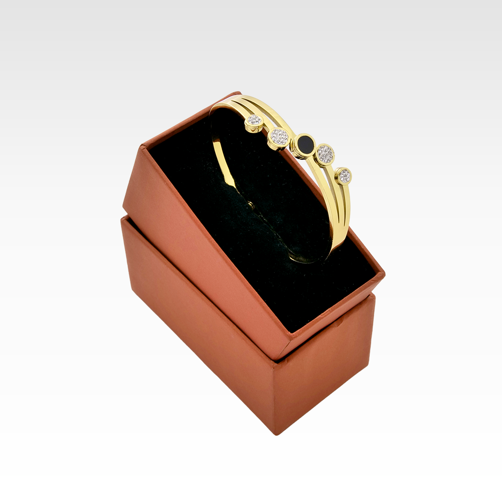 Gilded Orbit Crystal & Onyx Bangle