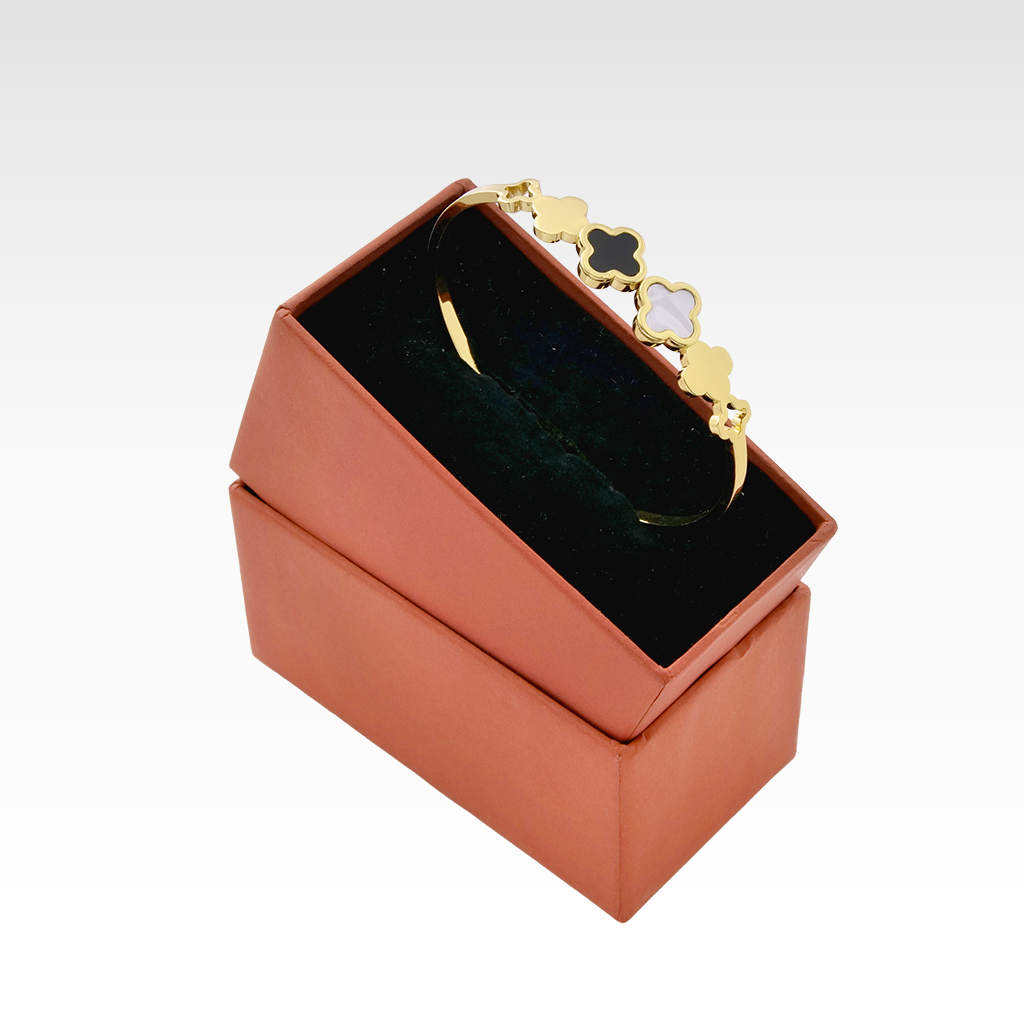 Gilded Clover Trio Hinge Bangle