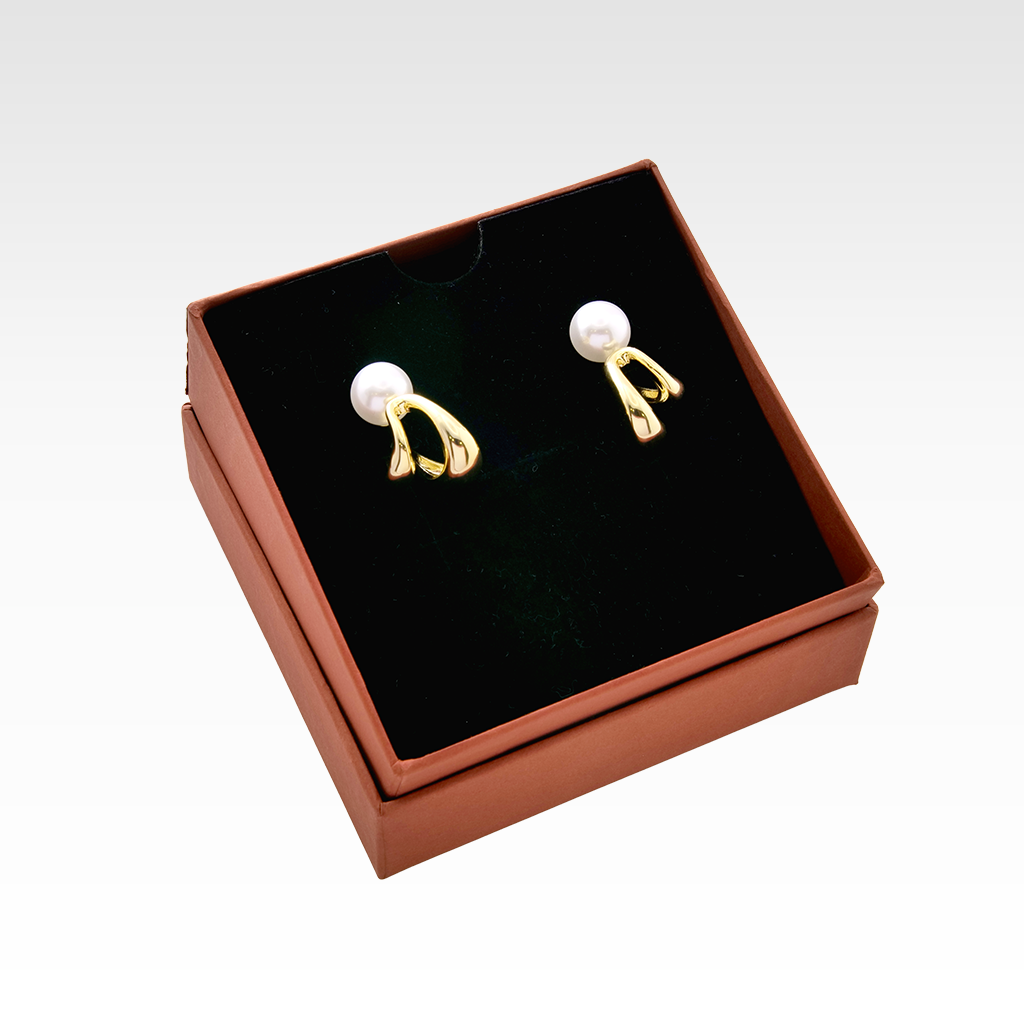 Sculptural Gilded Arc & Pearl Earrings