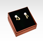 Sculptural Gilded Arc Pearl-Style Earrings