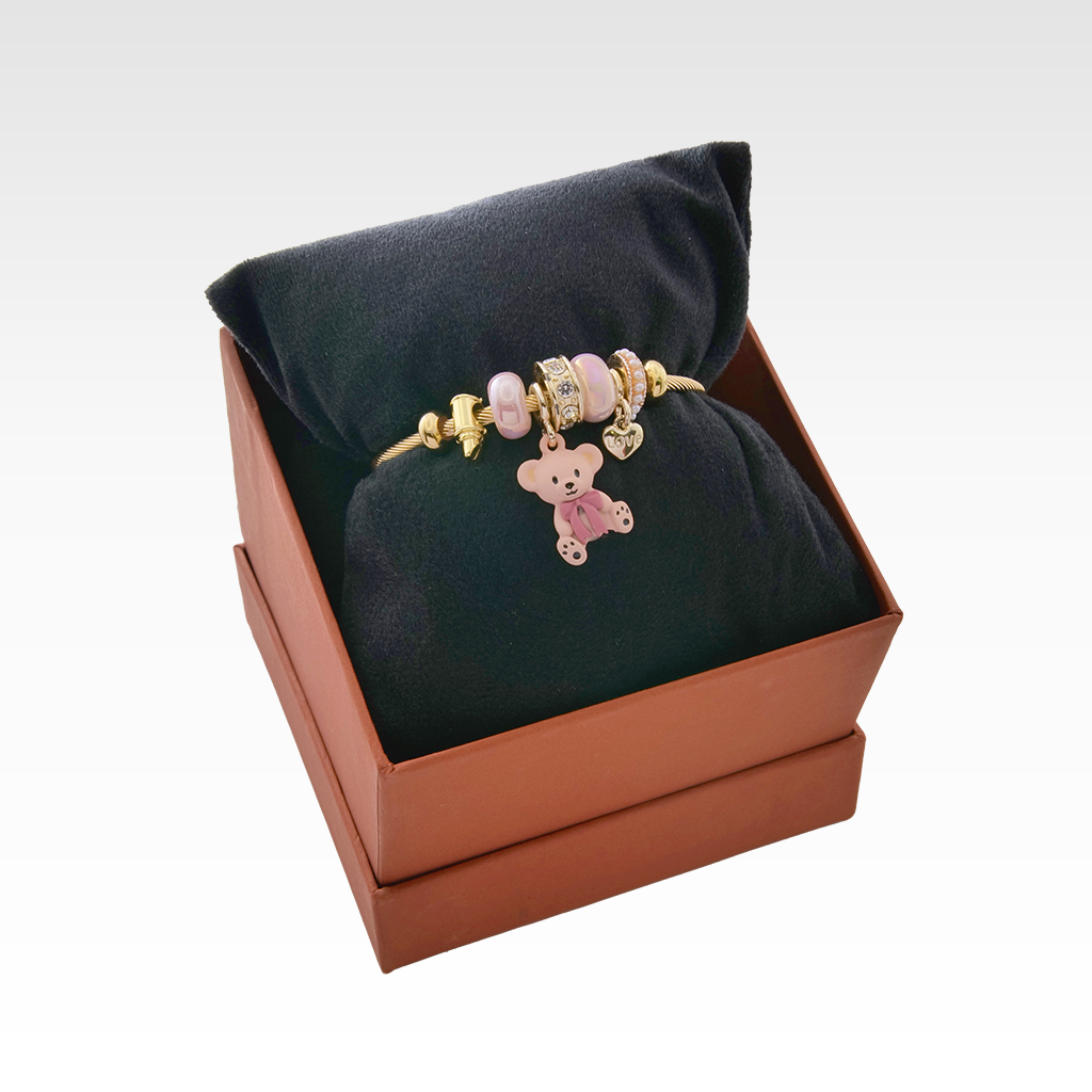 Pink Teddy Bear Charm Bangle