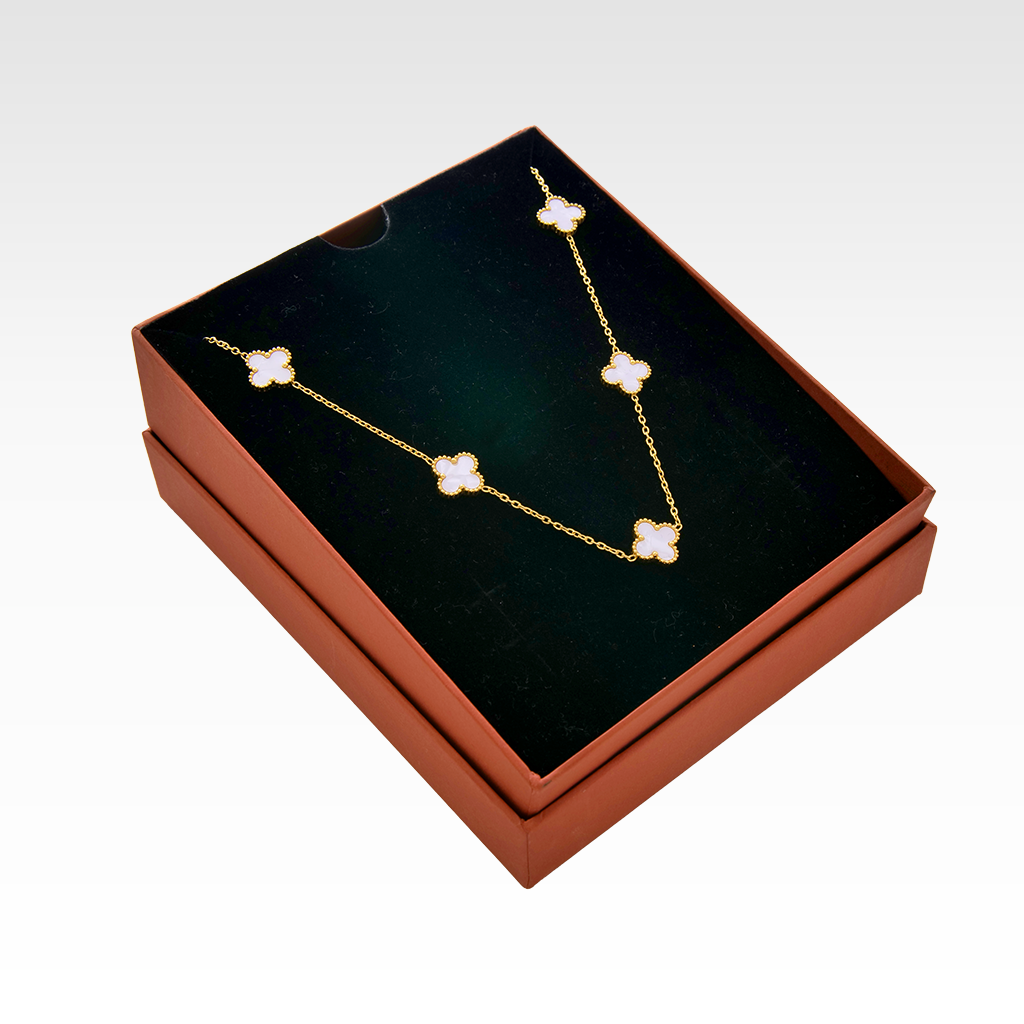 Gilded Pearl Clover Station Necklace
