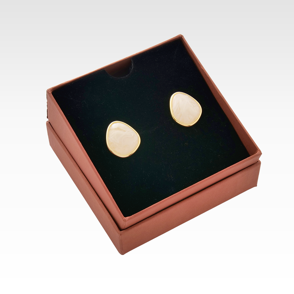 Blush Marble Golden Teardrop Stud Earrings