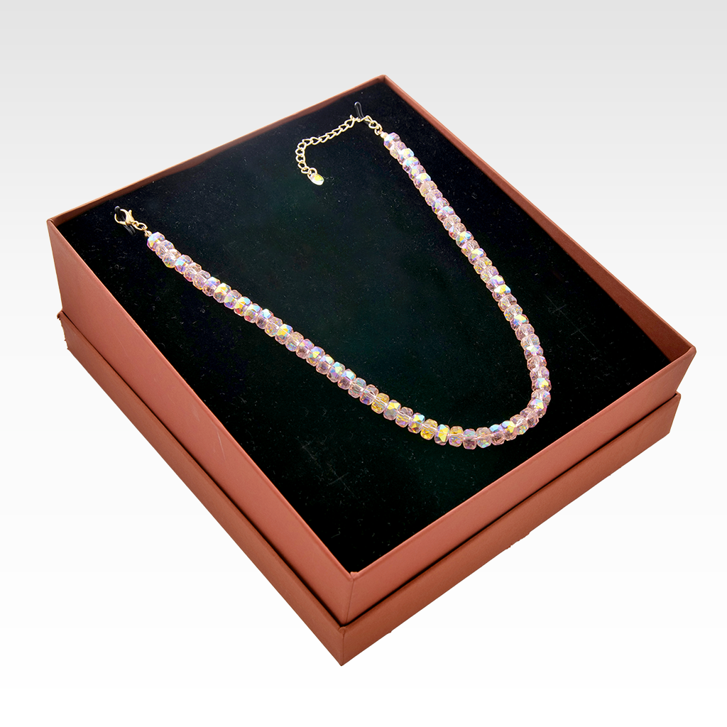 Rose Petal Aurora Crystal Necklace