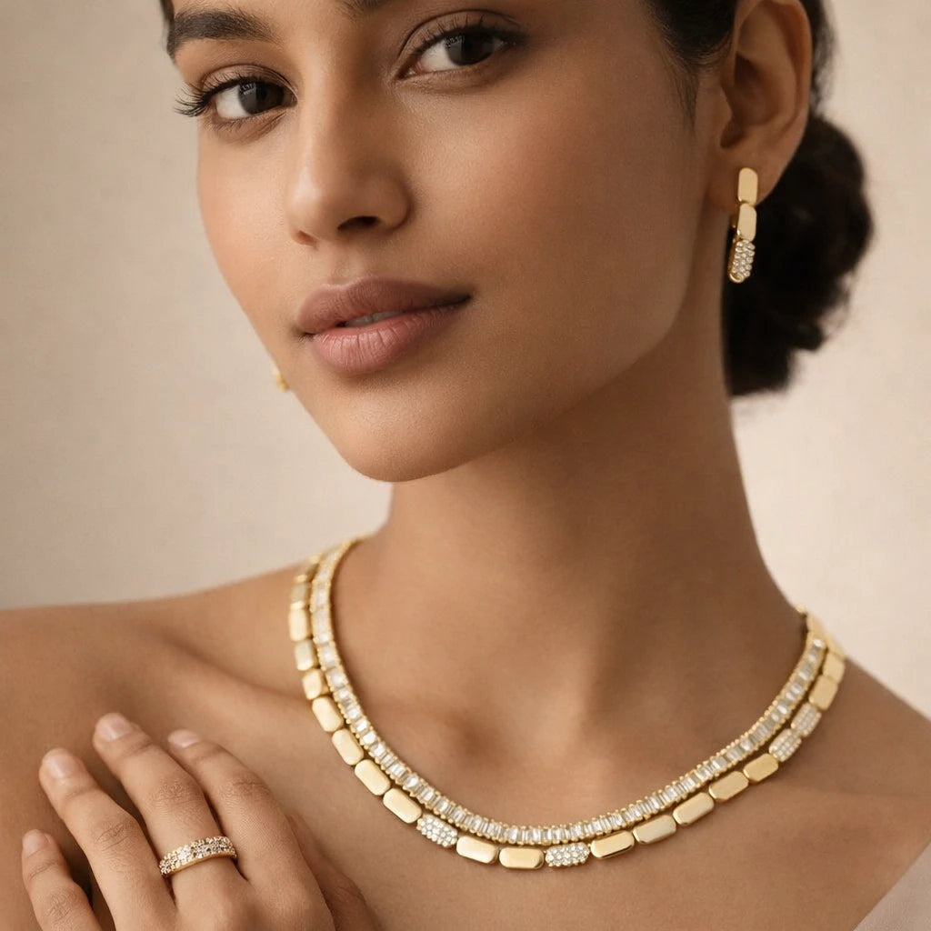 Radiant Harmony Gold & Diamond Necklace Set