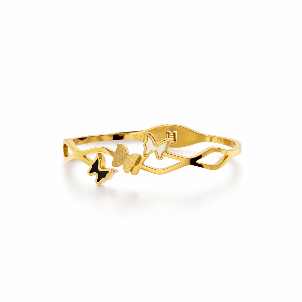 The Monarch Flight: 18K Yellow Gold Butterfly Bangle