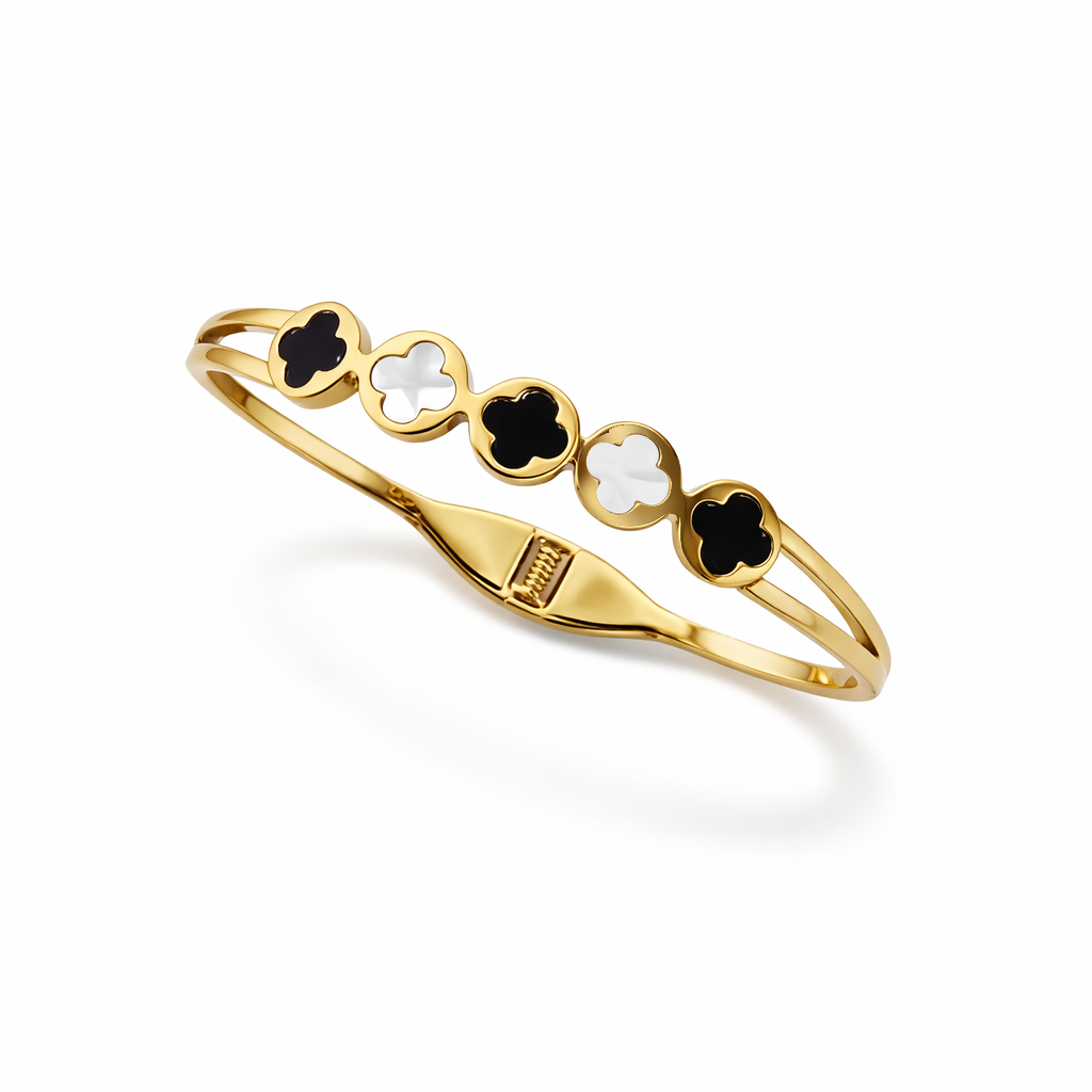 The Monochrome Meadow Clover Bypass Bangle