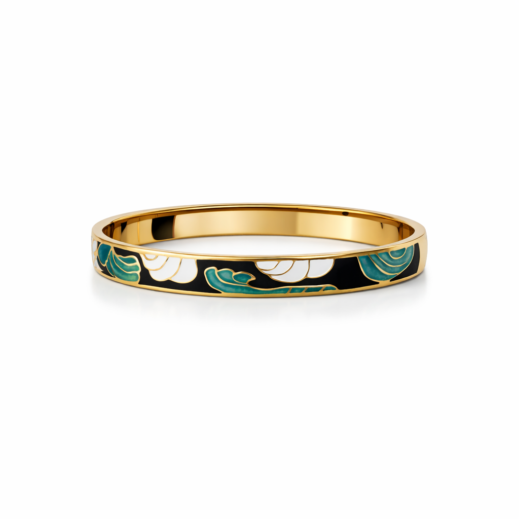 The Azure Bloom Enamel Gold Bangle