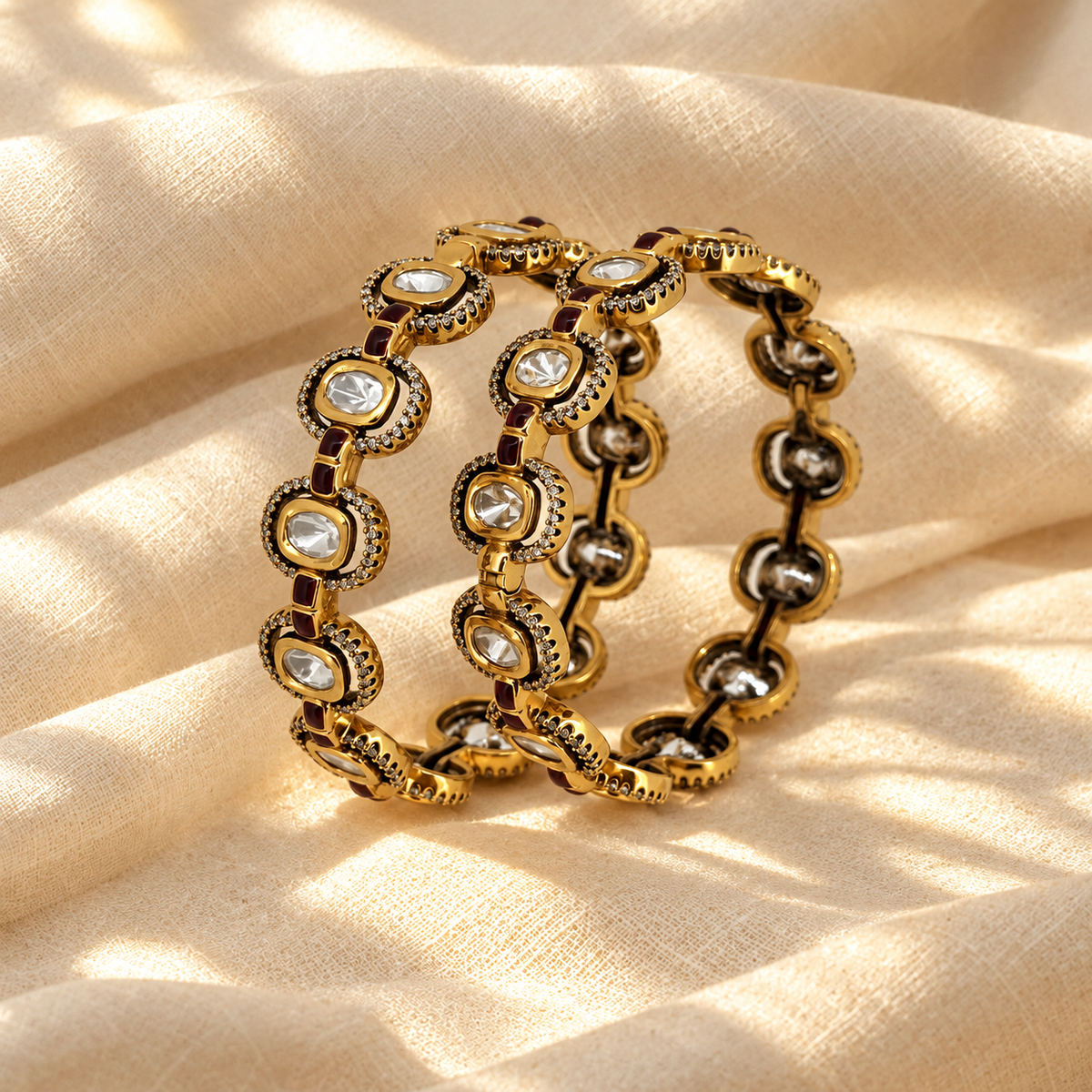 Green Kundan-Inspired Designer Bangle Set