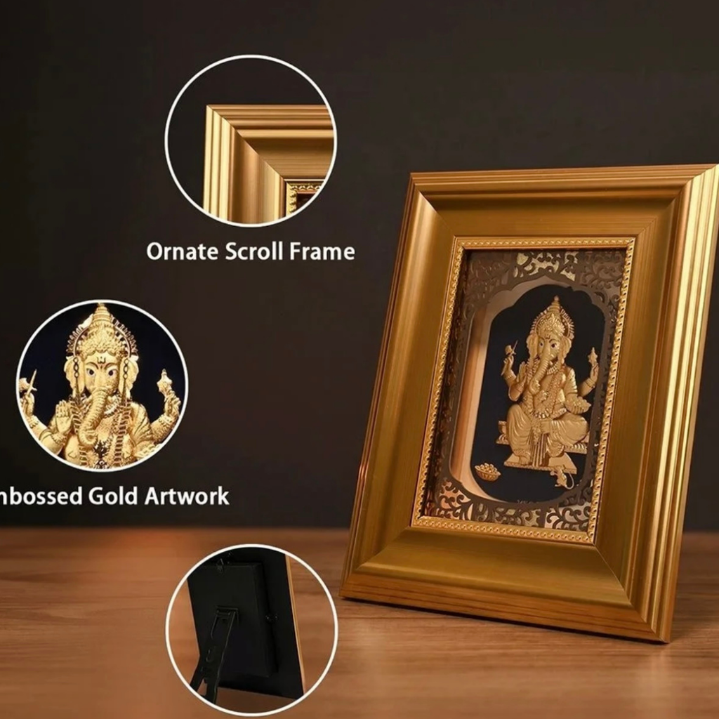24K Gold Foil Ganesha Decorative Frame