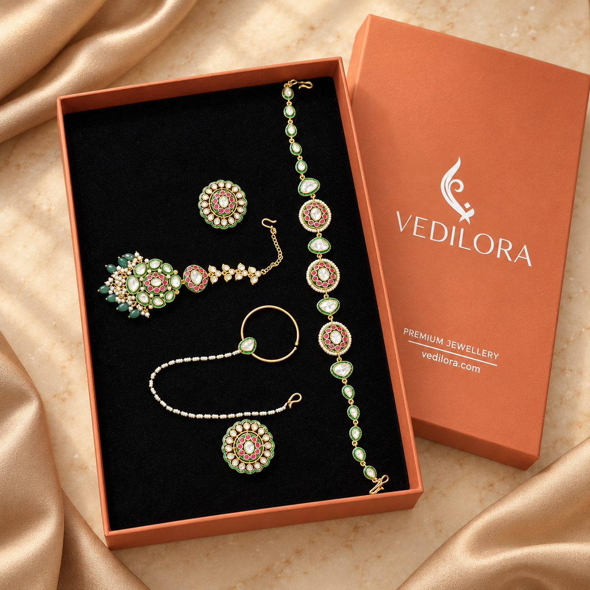 Raj Nandini Kundan-Inspired Bridal Jewellery Set