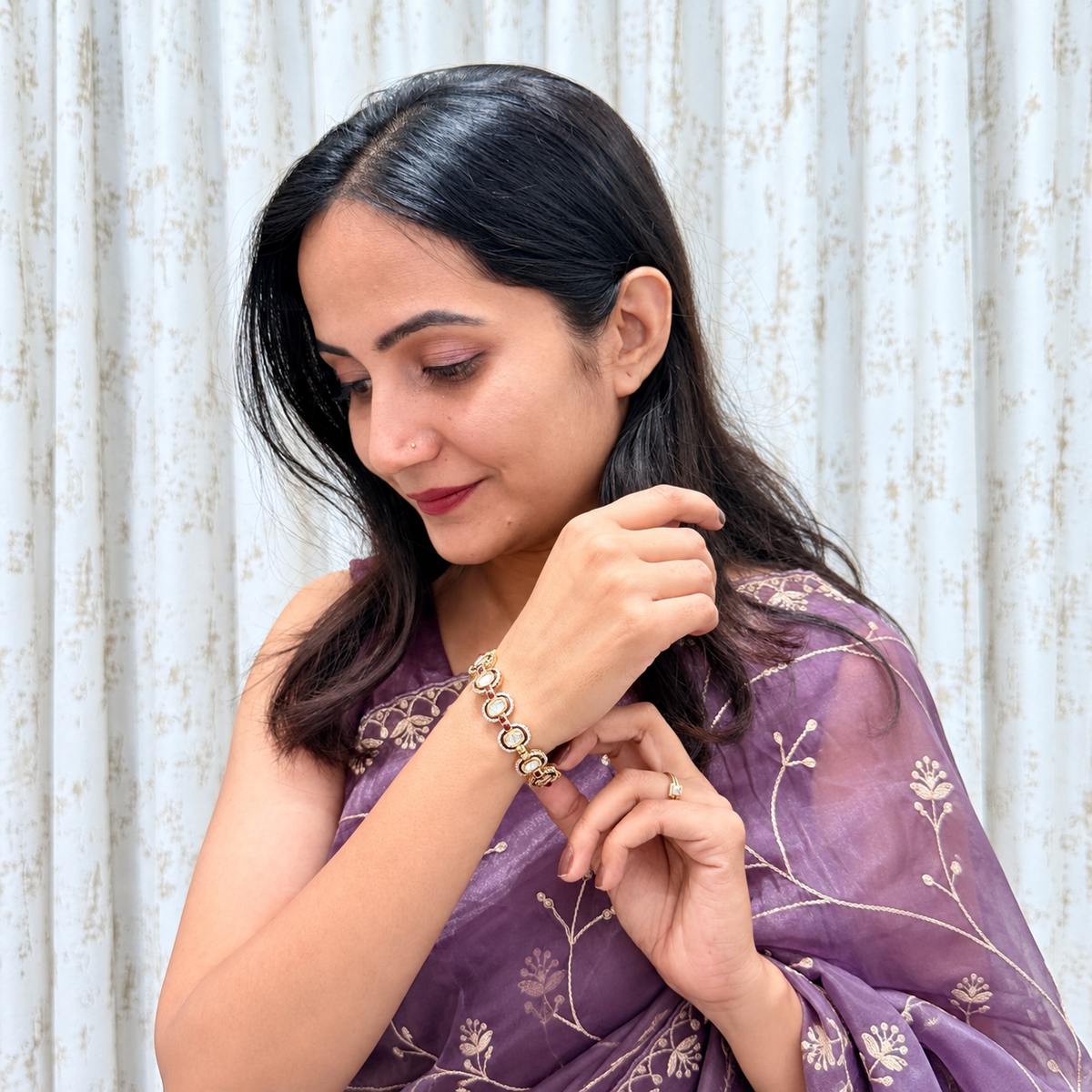 Green Kundan-Inspired Designer Bangle Set
