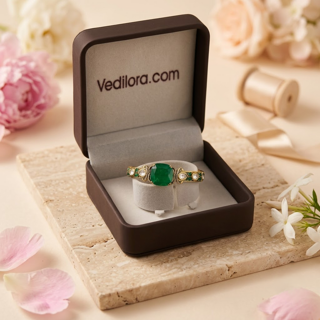 Emerald Green & White Stone Royal Statement Bracelet
