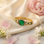 Emerald Green & White Stone Royal Statement Bracelet