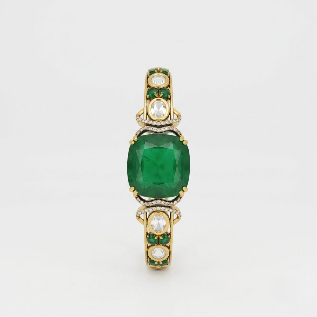 Emerald Green & White Stone Royal Statement Bracelet