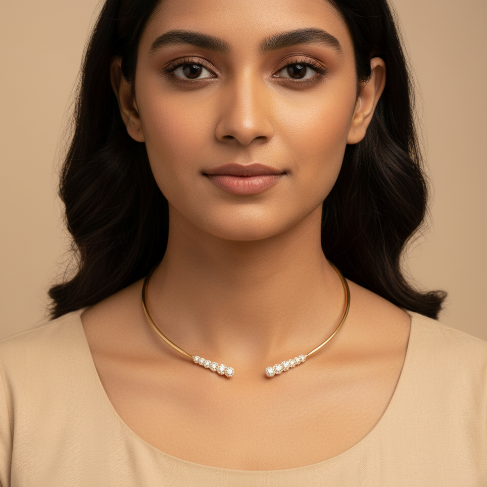 Gilded Crystal Wave Open Choker