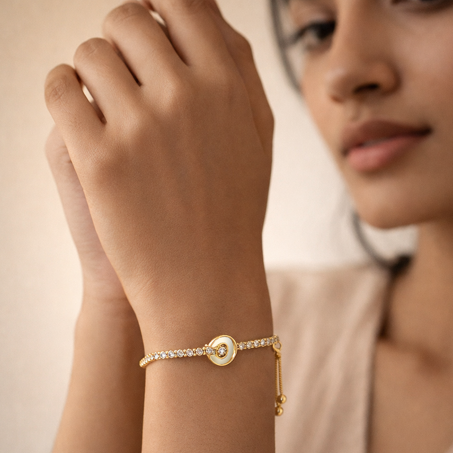 The Gilded Orbit Circular Slider Bracelet