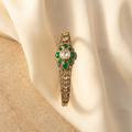 Floral Ruby Statement Bracelet with Gold-Tone Finish