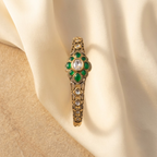 Floral Ruby Statement Bracelet with Gold-Tone Finish