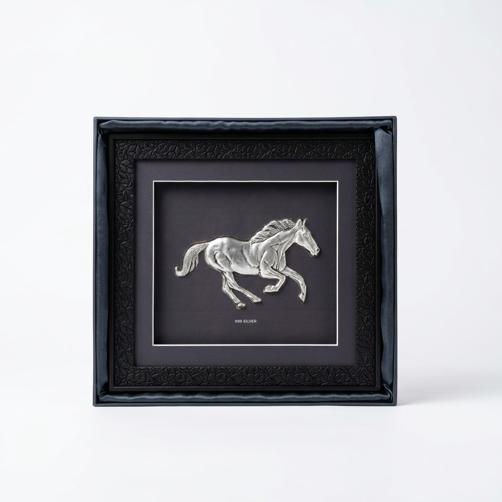 Running Horse 999 Silver Foil Frame