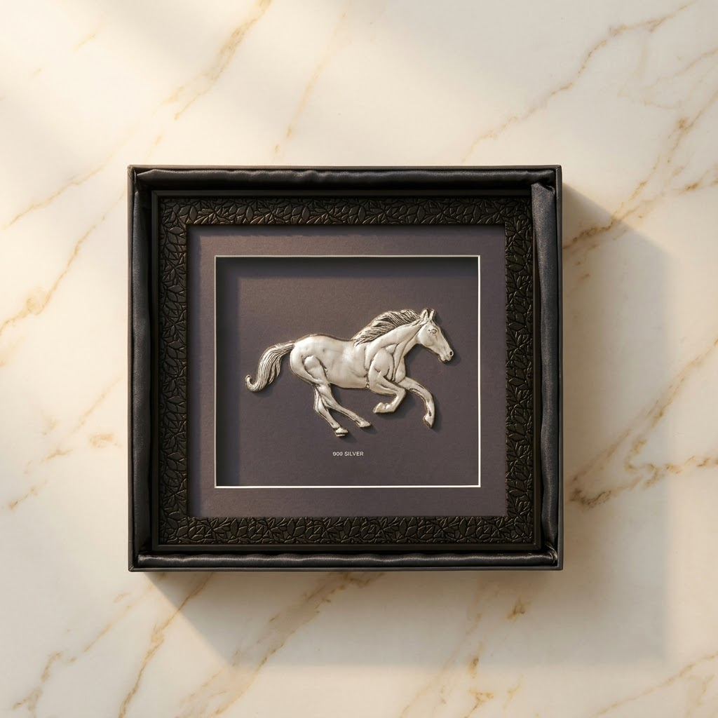 Running Horse 999 Silver Foil Frame