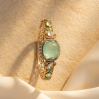 Emerald Green & White Stone Royal Statement Bracelet