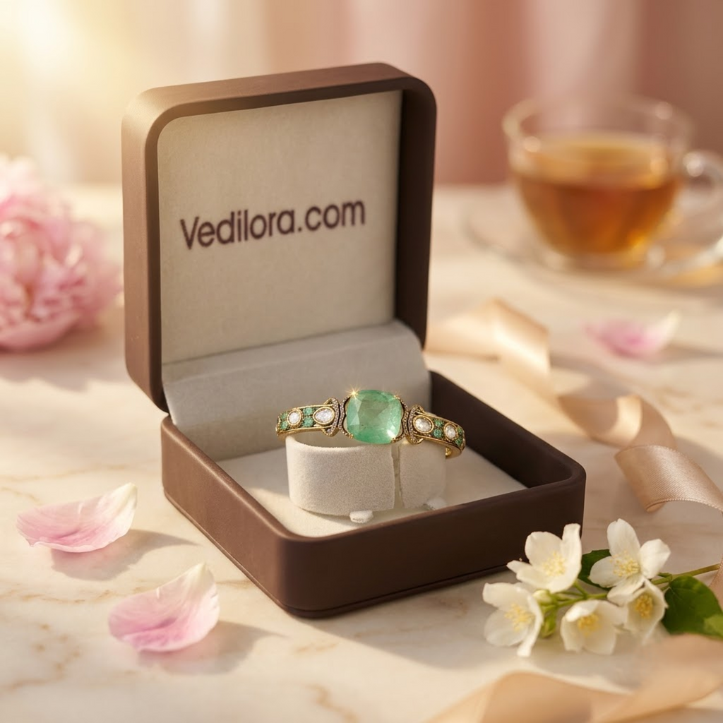 Emerald Green & White Stone Royal Statement Bracelet