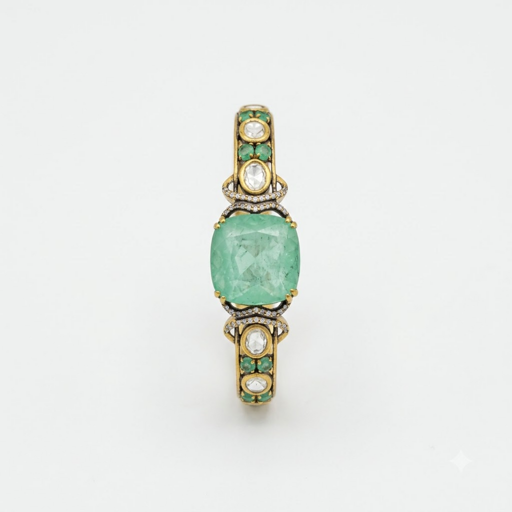 Emerald Green & White Stone Royal Statement Bracelet