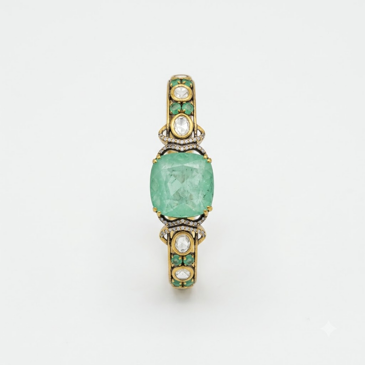 Emerald Green & White Stone Royal Statement Bracelet