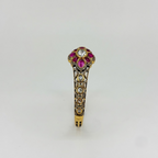 Floral Ruby Statement Bracelet with Gold-Tone Finish