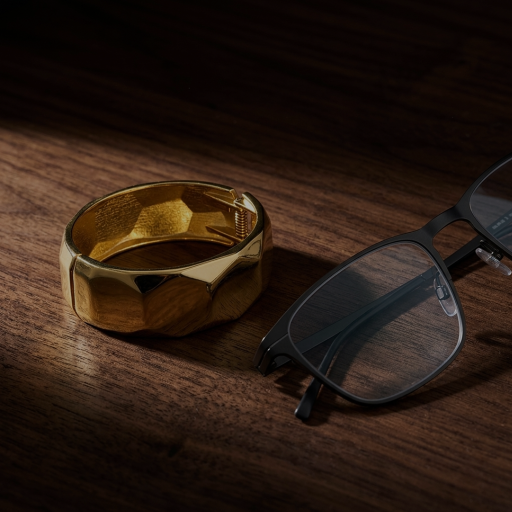 Gilded Faceted Hinged Bangle