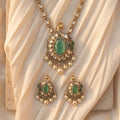 Royal Emerald Peacock Kundan Necklace Set with Earrings